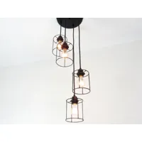 géométrique chandelier noir cage moderne pendentif laiton cuisine îlot éclairage salon plafond rustique 4 lumière cluster hanging couloir