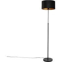 lampadaire noir avec abat-jour en velours noir avec or 35 cm - parte