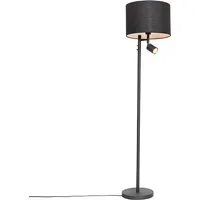 lampadaire noir avec intérieur blanc et lampe de lecture - jelena