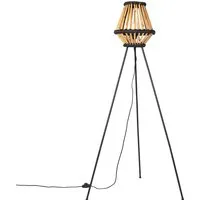 lampadaire oriental tripode bambou et noir - evalin