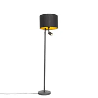 lampadaire noir avec intérieur doré et liseuse - jelena