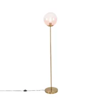 lampadaire art déco en laiton avec verre rose - pallon mezzi