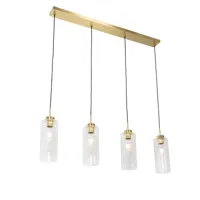lampe à suspension art déco dorée avec verre 4 lumières - laura