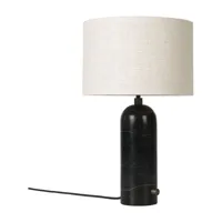 gravity lampe de table petite marbre noir/canvas - gubi