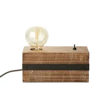 woodhill-lampe à poser métal et bois avec interrupteur l22cm