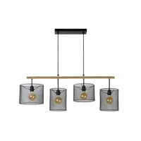 baskett-suspension 4 lumières  en bois et métal l107cm