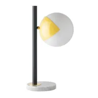 pop up-lampe à poser pied marbre laiton et verre soufflé bouche h53cm