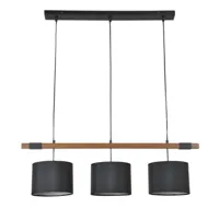 bogart-suspension 3 lumières bois / textile l90cm