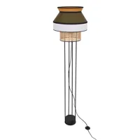 singapour-lampadaire simple cannage et lin h158cm