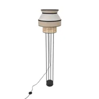 singapour-lampadaire simple cannage et lin h158cm