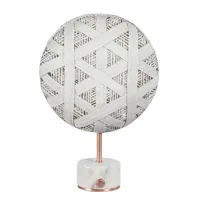 chanpen hexagone-lampe marbre/métal cuivre/abaca h41cm