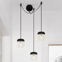 umage suspension décentrée acorn à 3 lampes noir laiton