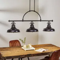 quoizel suspension emery style industriel bronze 3 lampes