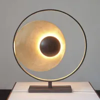 holländer lampe à poser satellite doré et brun, hauteur 58