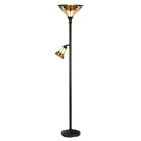 clayre&eef lampadaire 5969 avec liseuse, style tiffany