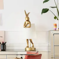 kare animal rabbit lampe à poser or/blanc
