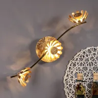 eco-light applique led bloom à 3 lampes dorée