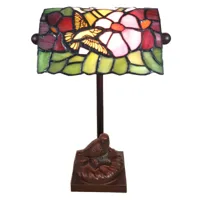 clayre&eef lampe à poser 6008, style tiffany, motif d’oiseaux