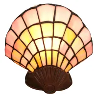 clayre&eef lampe à poser déco 6000, coquille verre, tiffany