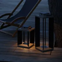 les jardins lanterne solaire teckalu, duratek/alu noir 36,5 cm