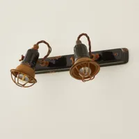 ferroluce applique c1676/1 avec corbeille, 2 lampes, noire