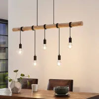 lindby suspension rome, 5 lampes, bois, corde, noir, e27