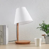 lucande jinda lampe table support bois tissu blanc