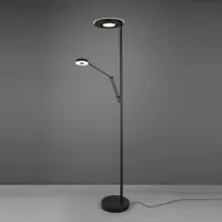 trio lighting lampadaire indirect led barrie, liseuse, noir mat