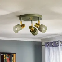 argon spot pour plafond destin, à 3 lampes, vert/laiton