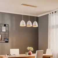 eko-light suspension studio décor bois, 3 lampes, blanche