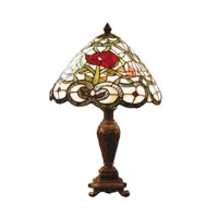 clayre&eef lampe à poser classique flora style tiffany