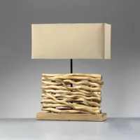 onli lampe de table marica, abat-jour en tissu et bois, hauteur 50cm