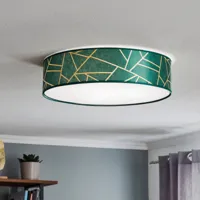 eko-light zulu plafonnier vert/doré rond