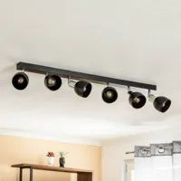 luminex spot pour plafond frano, à 6 lampes noir/chromé