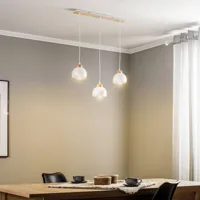 eko-light suspension dama à trois lampes, blanche/bois clair