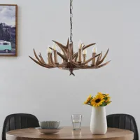 lindby tejask suspension, bois de cerf, 6 lampes, 70 cm