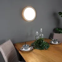 eco-light plafonnier led solstar avec décor bois ø 30,7 cm
