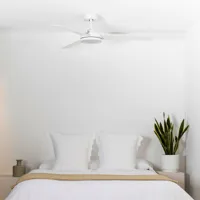 faro barcelona ventilateur de plafond led barth avec lampe, blanc