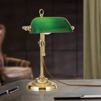 orion lampe de banquier harvard, laiton/vert, 32 cm