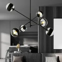 emibig lighting plafonnier linear, noir/transparent, six lampes