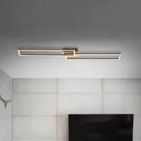 briloner plafonnier led frame à 2 lampes 110x25 cm cct doré