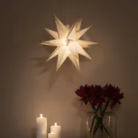 konstsmide christmas lampe déco led étoile en papier 3d blanche, dim
