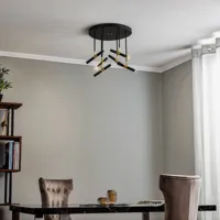 eko-light spot pour plafond monza noir/doré à 6 lampes