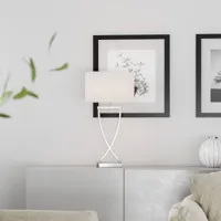 by rydéns omega lampe de table chrome/blanc hauteur 52cm