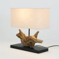 holländer lampe à poser lipari, couleur bois/beige, hauteur 41 cm, lin