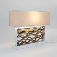 holländer lampe à poser tremiti, couleur bois/beige, hauteur 67 cm, bois