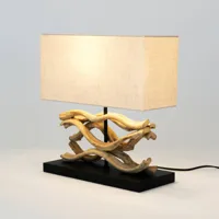 holländer lampe à poser panarea, couleur bois/beige, hauteur 42 cm, bois