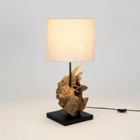 holländer lampe à poser filicudi, beige/bois, hauteur 60 cm, lin
