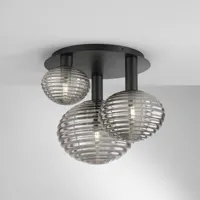 eco-light plafonnier ripple, noir/gris fumé, à 3 lampes