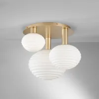eco-light plafonnier ripple, doré/opale, à 3 lampes